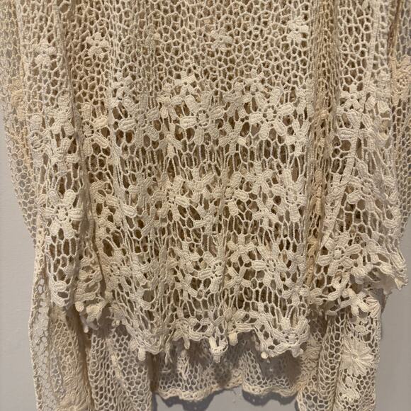 Crochet Lace Womens 2 Piece Tank and Overlay Boho Floral Festival Cover Up Top‎ - Picture 3 of 10